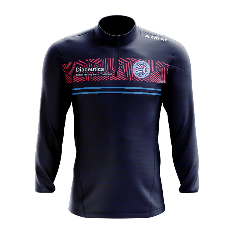 Load image into Gallery viewer, Moira Ladies Netball Midlayer (1/4 Zip) Optimum (Navy/Pink/Sky) - Kids