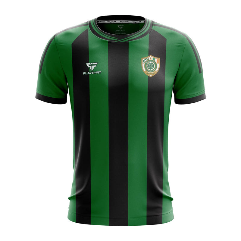 Load image into Gallery viewer, St Fergus CSC Jersey Away - Black/Green Stripes - Kids