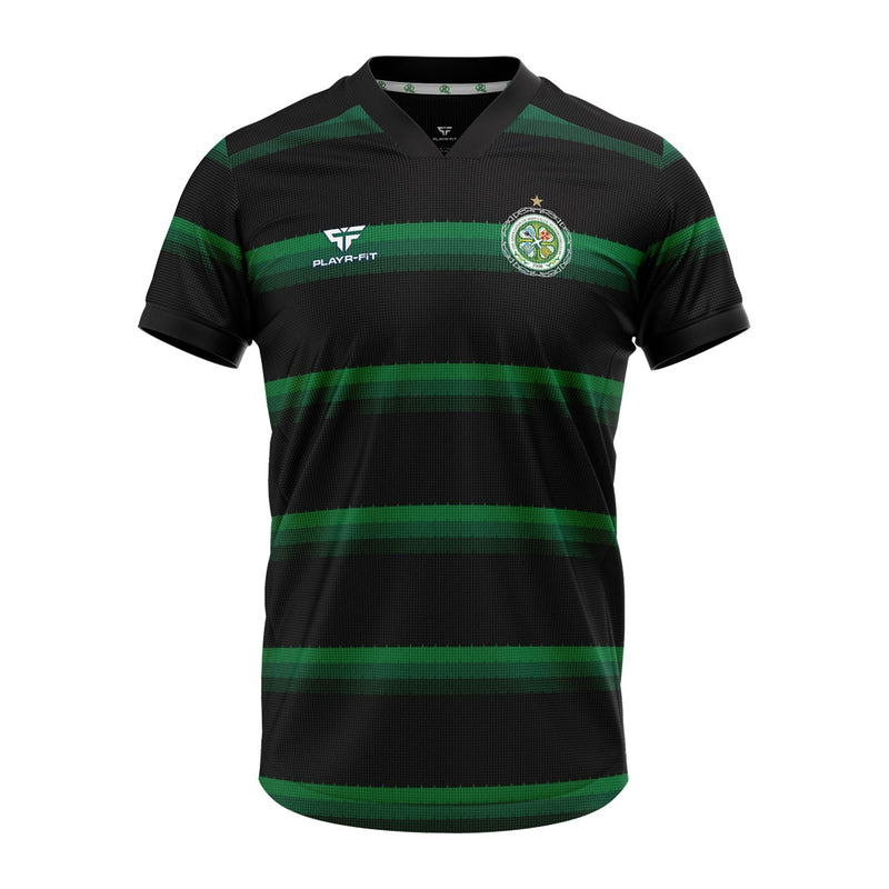 Load image into Gallery viewer, The Association of Irish Celtic Supporters Club Jersey Hooped (Black/Green) - Adults