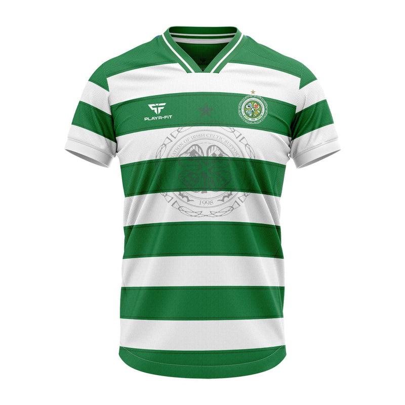 Load image into Gallery viewer, The Association of Irish Celtic Supporters Club Jersey Hooped (White/Green) - Kids