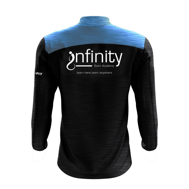 Load image into Gallery viewer, Infinity Swim Academy Midlayer (1/4 Zip) Tenacity Black/Sky Blue - Adults