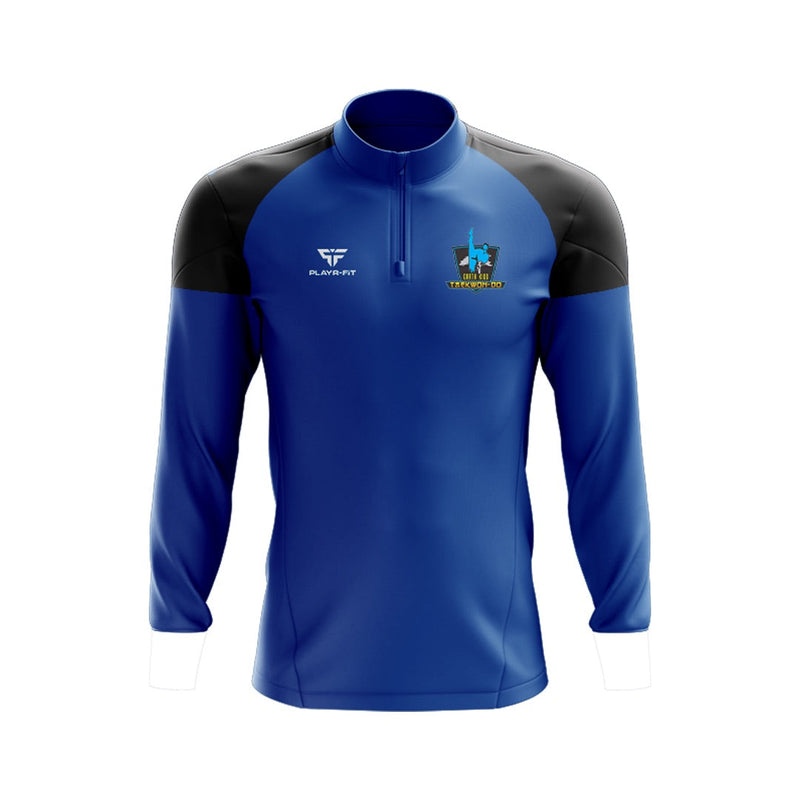 Load image into Gallery viewer, Garth Kidd Taekwon-Do Midlayer (1/4 Zip) Stellar (Blue/Black) - Kids