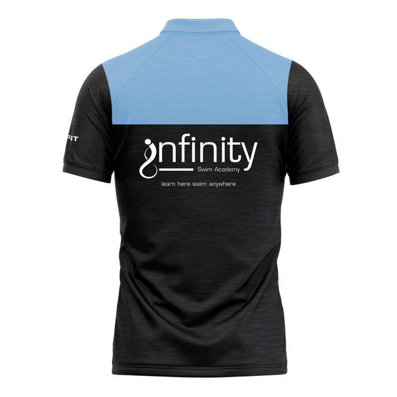 Load image into Gallery viewer, Infinity Swim Academy Polo Tenacity Black/Sky Blue - Kids
