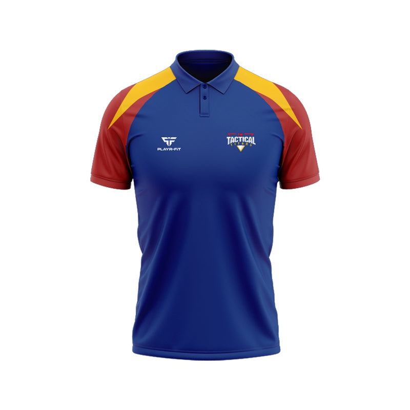 Load image into Gallery viewer, The Tactical Titans Polo Stellar (Blue/Red/YellowGold) - Adults