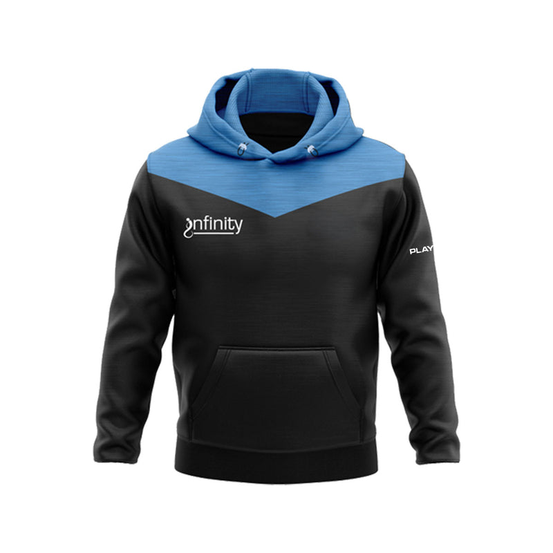 Load image into Gallery viewer, Infinity Swim Academy Hoodie Tenacity Black/Sky Blue - Adults