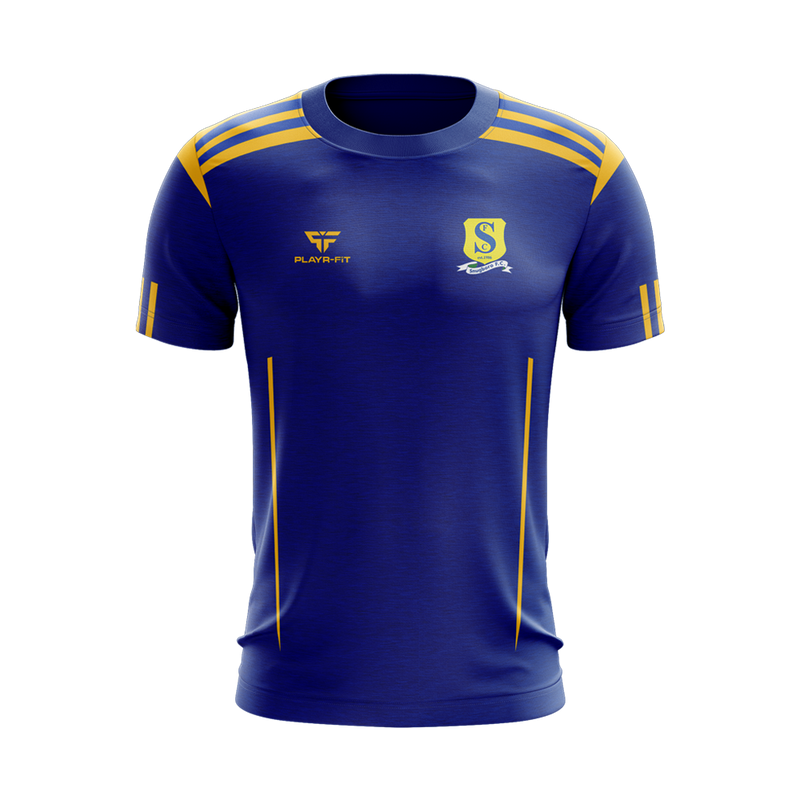 Load image into Gallery viewer, Snugboro FC T-Shirt Adroit (Blue/YellowGold - Boro Bunnies) - Adults