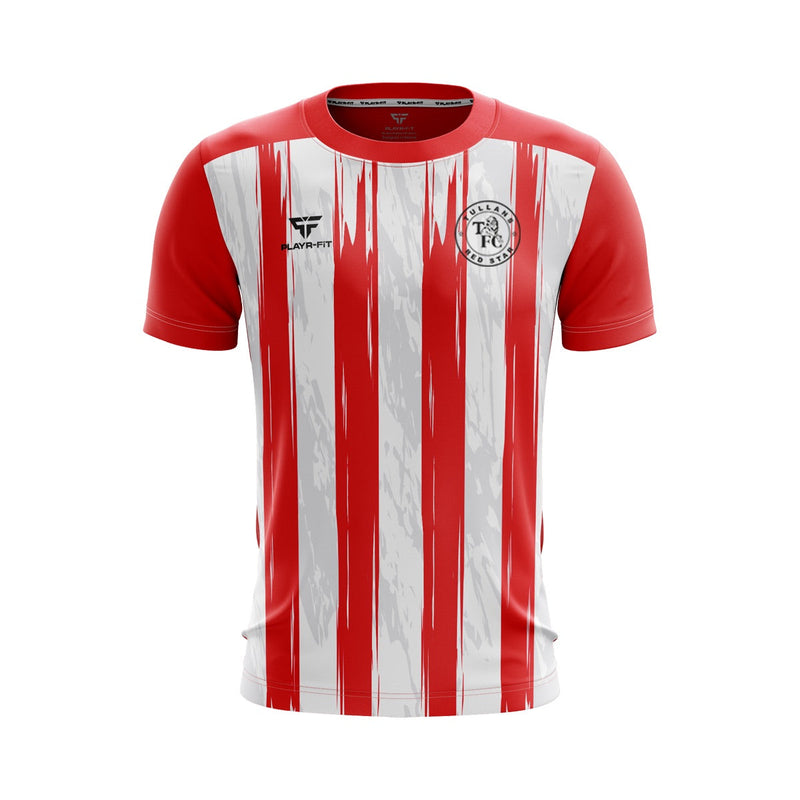 Load image into Gallery viewer, Tullans Red Star FC Jersey D38 Red/White Strip - Kids