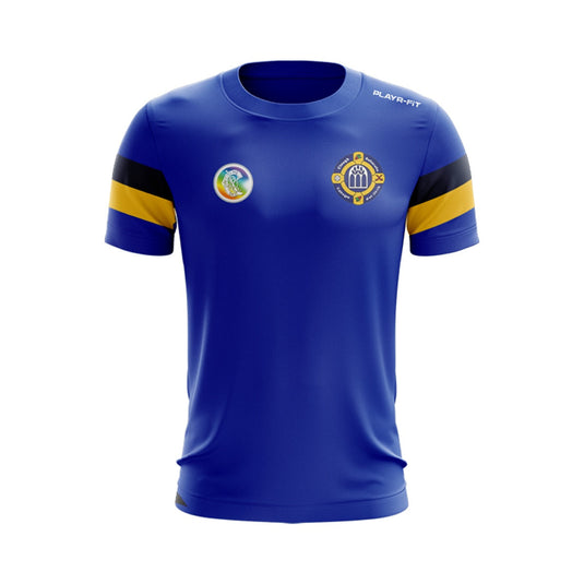 Clough Ballacolla Camogie T-Shirt Retro Blue/Navy/Yellow - Adults