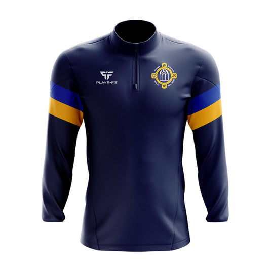 Clough Ballacolla Hurling Club Midlayer (1/4 Zip) Retro Navy/Blue/Yellow - Kids