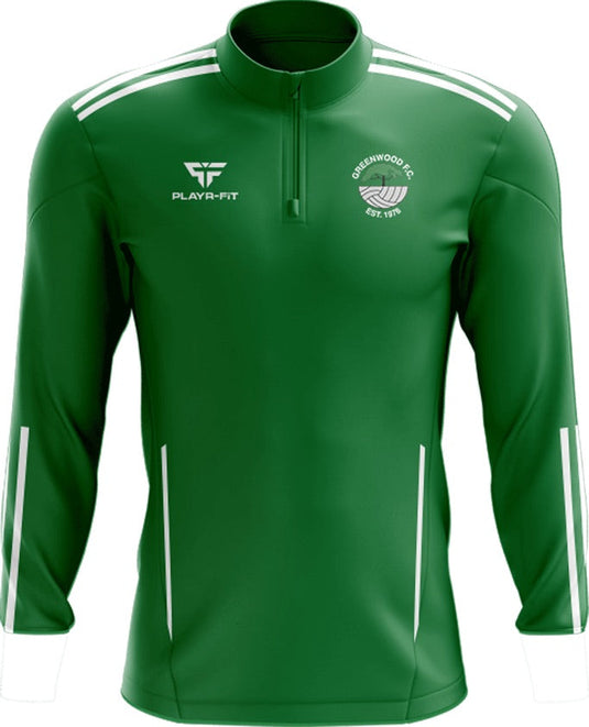 Greenwood FC Midlayer (1/4 Zip) Adroit (Green/white) - Kids