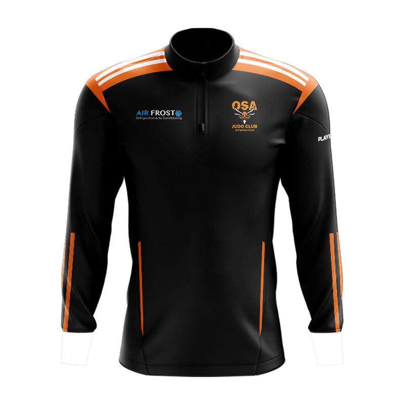 Load image into Gallery viewer, Osa Judo Club Newbridge Midlayer (1/4 Zip) Adroit (Black/Orange/White) - Kids
