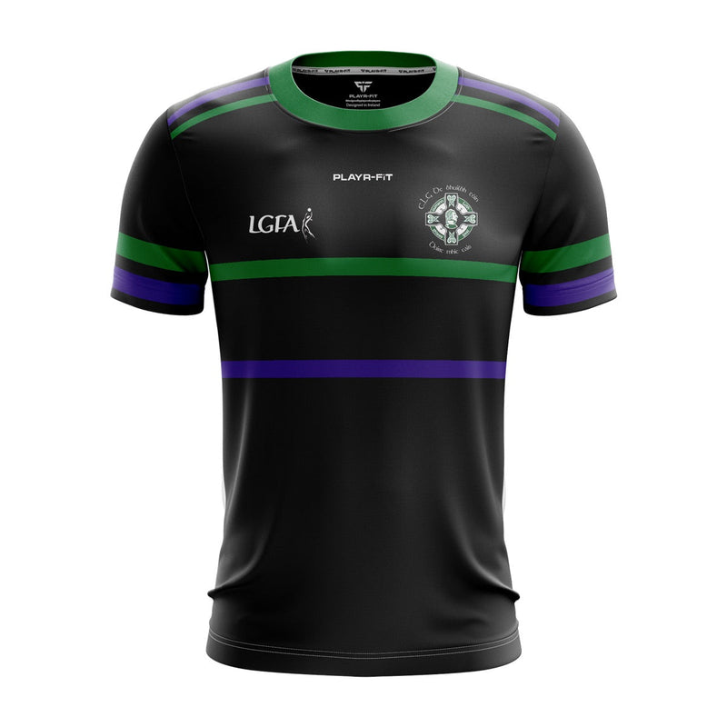 Load image into Gallery viewer, Wolfe Tone GAC Derrymacash Jersey 02 Black/Green/Purple (LGFA) - Adults
