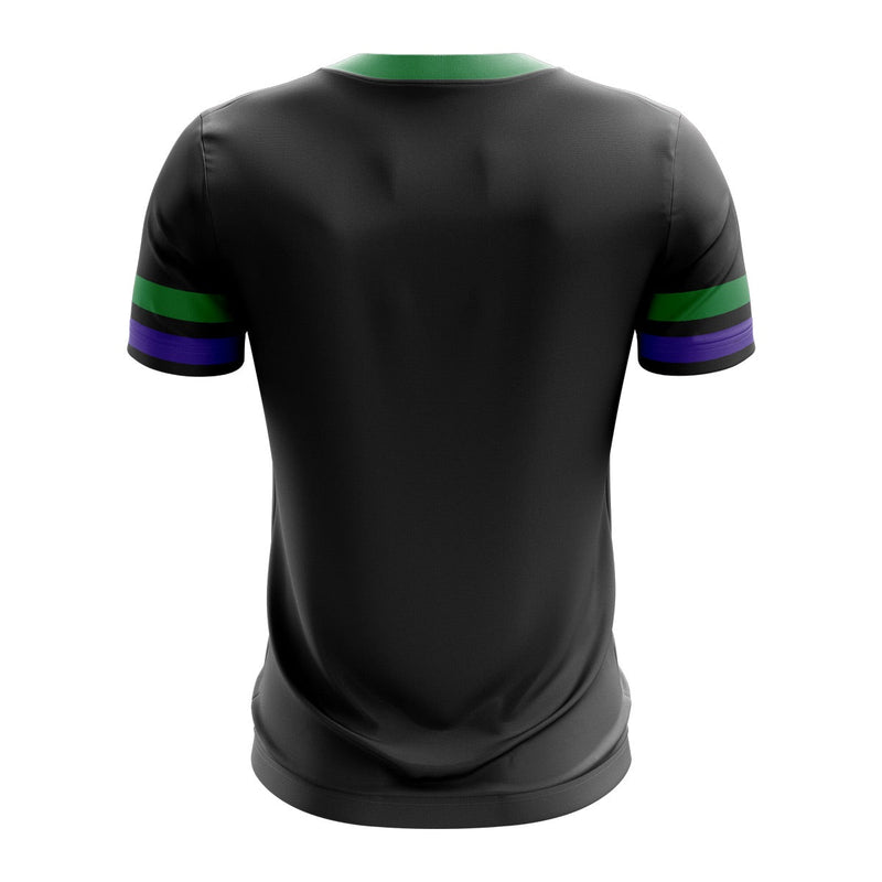 Load image into Gallery viewer, Wolfe Tone GAC Derrymacash Jersey 02 Black/Green/Purple (LGFA) - Kids
