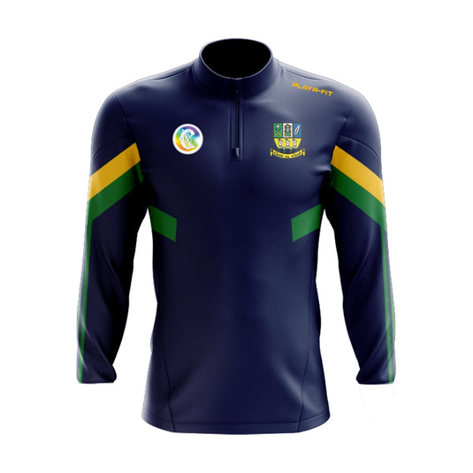 Clann na nGael Athboy Midlayer (1/4 Zip) Retro Camogie (Navy/Green/Yellow) - Kids