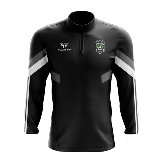 Dromara Village FC Midlayer (1/4 Zip) Retro (Black/Grey/White) - Kids