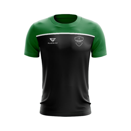 Andytown Harps FC T-Shirt Spirit (Black/Green/White) - Adults