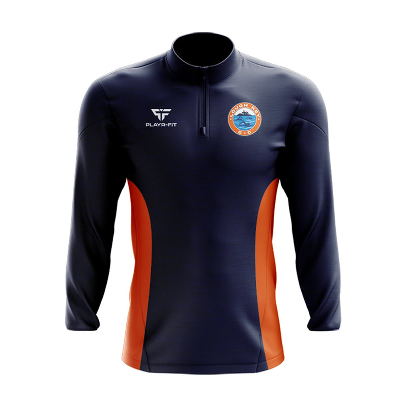 Load image into Gallery viewer, Lough Key Swim Club Midlayer (1/4 Zip) Endure (Navy/Orange) - Adults
