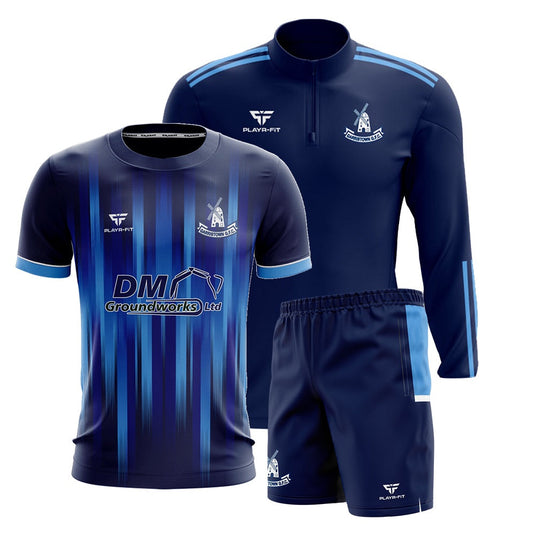 Garristown GFC Pack (1/4 Zip Midlayer Adroit,Jersey F16 Navy/Blue/Sky , Leisure Shorts Sky Panel) - Kids