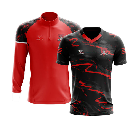 Kilmainham GFC Teamwear Pack 2 (Midlayer 1/4 Zip Stellar Red/Black/White, Jersey Black) - Kids
