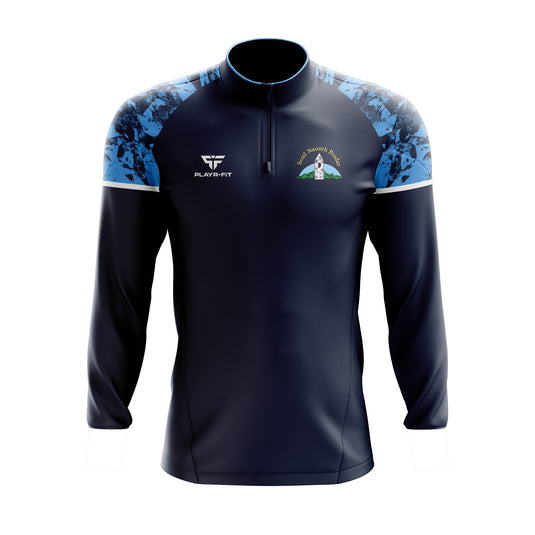 St Peters NS Dromiskin Staff Midlayer (1/4 Zip) Stellar Sublimated Navy/Sky Blue - Adults