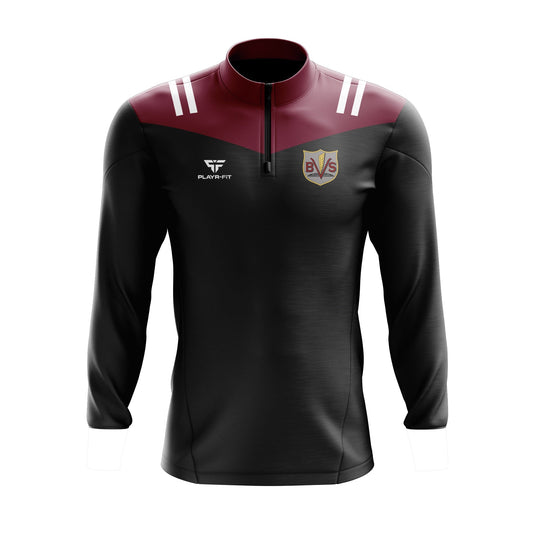 Ballymahon Vocational School Midlayer (1/4 Zip) Tenacity (Black/Maroon) - Adults
