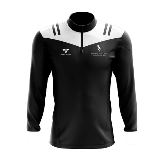 Serenity Run Club Midlayer (1/4 Zip) Tenacity (Black/White) - Kids
