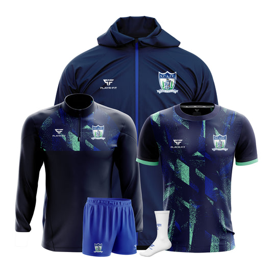 Newry City AFC Academy Training Pack (1/4 Zip Midlayer, Pro Rain Jacket, Jersey Training, Pro Soccer Shorts , Mid Socks, Back Pack) - Kids