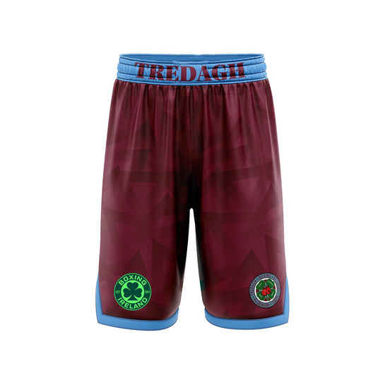 Tredagh Boxing Club Sublimated Boxing Shorts (Maroon) - Kids