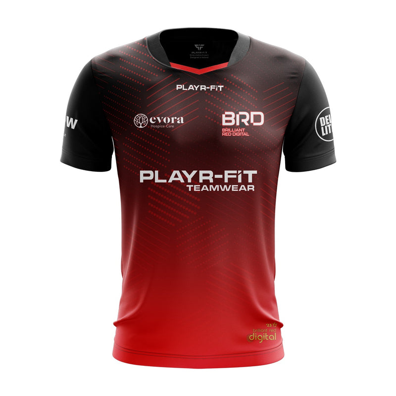 Load image into Gallery viewer, Playr-Fit Business 5s Jersey (Brilliant Red Digital) - Adults
