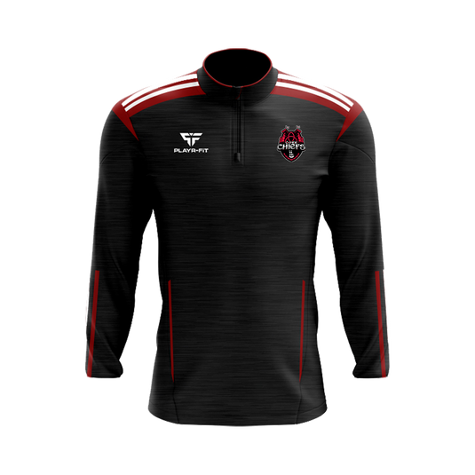 Cork Chiefs Tag Rugby Midlayer (1/4 Zip) Adroit Black/Red - Adults