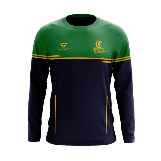 St Josephs HS Crossmaglen Students Crew Neck Courage Emerald Green/Yellow Gold/Navy - Kids