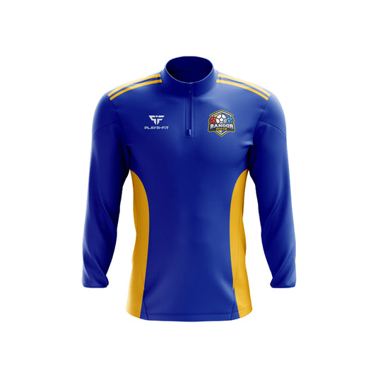 Bangor Boccia Club Midlayer (1/4 Zip) Endure Blue/Yellow Gold - Adults