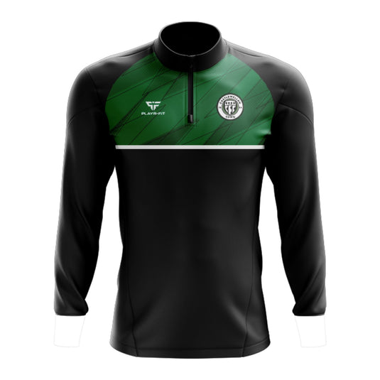 Castlewellan Town FC Midlayer (1/4 Zip) Sublimated Panel (Black/Green) - Kids