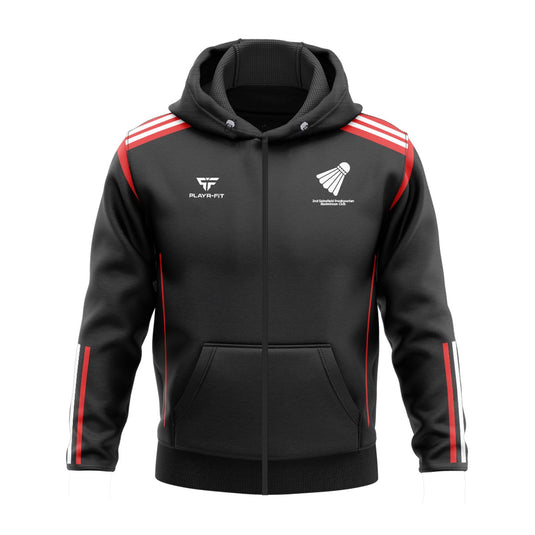 Saintfield Badminton Club Full-Zip Hoodie Adroit (Black/Red) - Adults