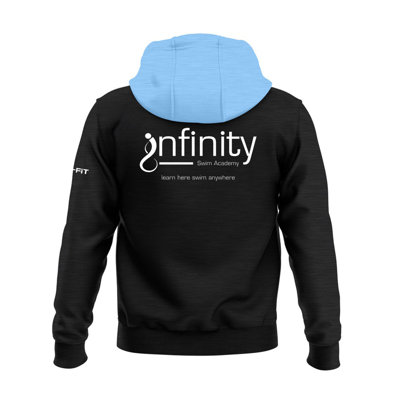 Load image into Gallery viewer, Infinity Swim Academy Hoodie Tenacity Black/Sky Blue - Adults

