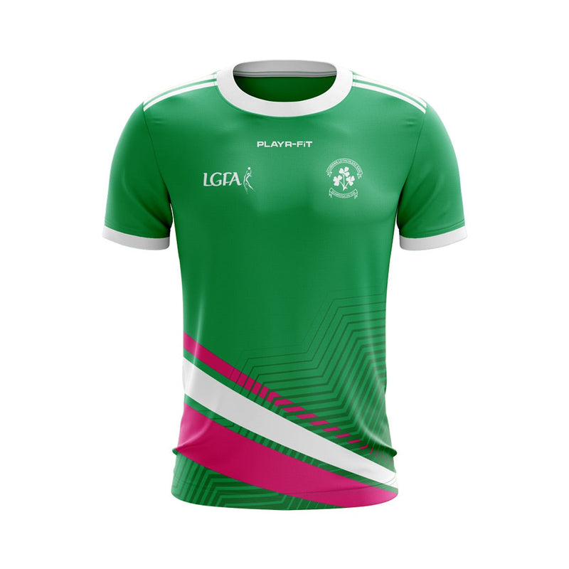 Load image into Gallery viewer, Newry Shamrocks GAC Jersey A36 (Green/Pink) Adults
