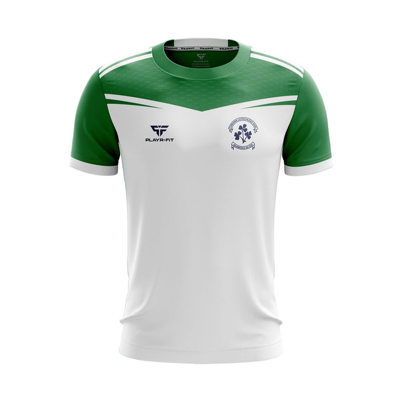 Load image into Gallery viewer, Newry Shamrocks GAC Jersey E14 (White/Green) - Kids
