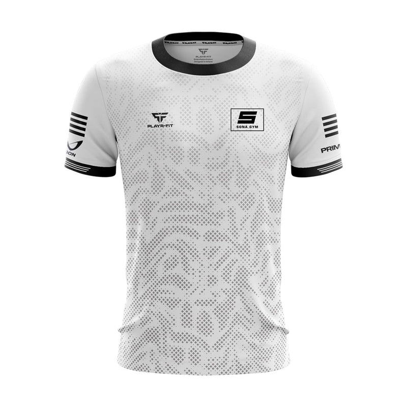 Load image into Gallery viewer, SONA Gym Jersey Athletic Fit (White/Black) - Kids
