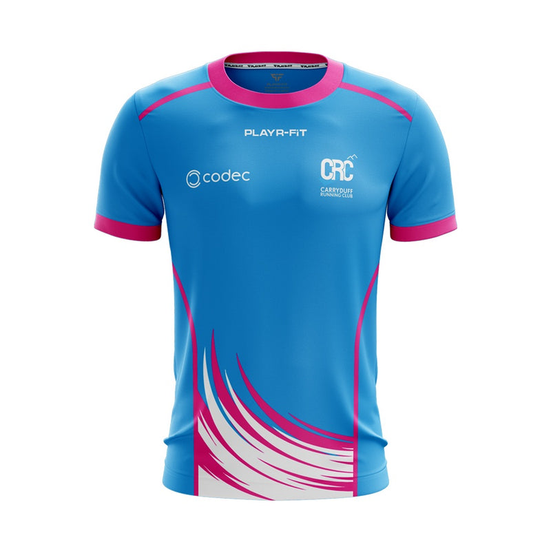 Load image into Gallery viewer, Carryduff Running Club Jersey 26 (Blue/Pink (Lightweight Mesh) - Adults
