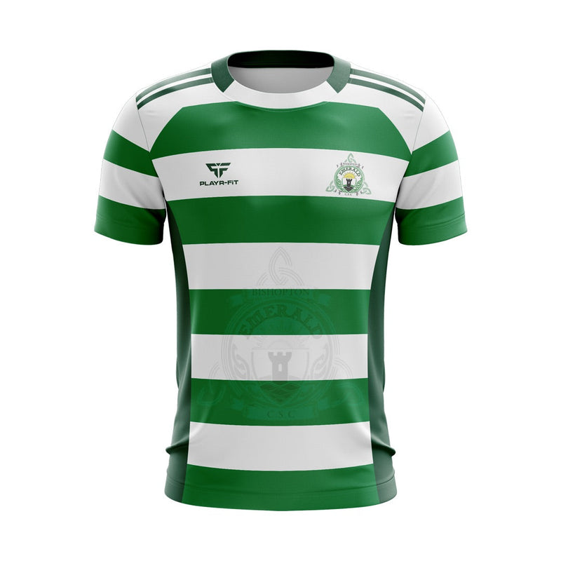 Load image into Gallery viewer, Bishopton Emerald CSC Jersey Home (Hoops) - Kids
