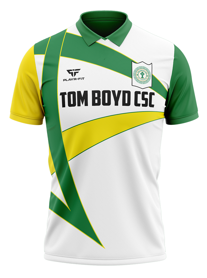 Load image into Gallery viewer, Tom Boyd CSC Jersey Retro White/Green/Yellow - Kids
