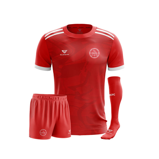 Rock Celtic Junior Pack (Jersey E39 Red, Pro Soccer Shorts Red, Long Socks) - Kids
