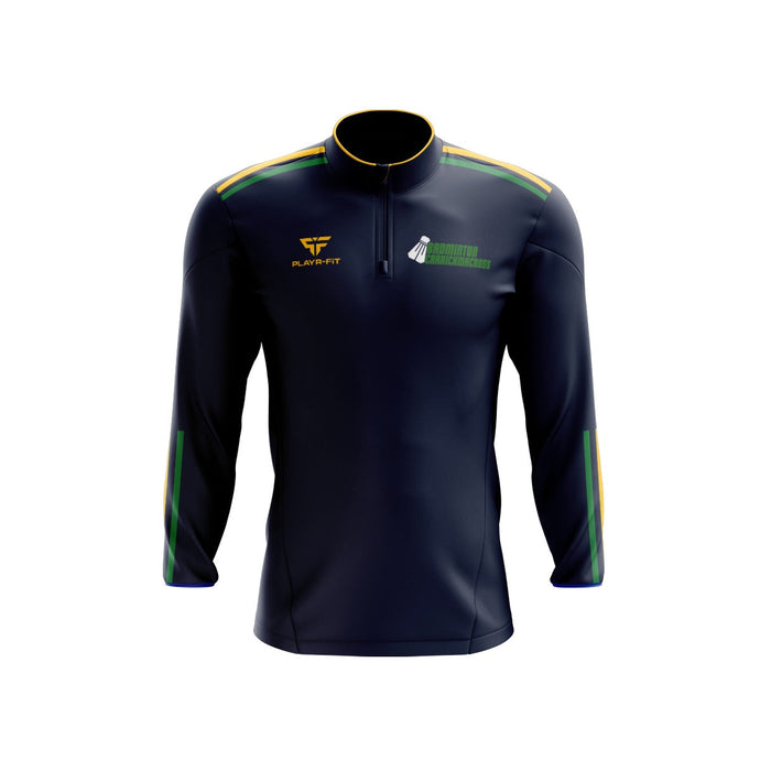 Carrickmacross Badminton Club Midlayer (1/4 Zip) Adroit (Navy/Green/YellowGold) - Adults