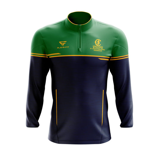 St Josephs HS Crossmaglen Students Midlayer (1/4 Zip) Adroit Emerald Green/Yellow Gold/Navy - Adults