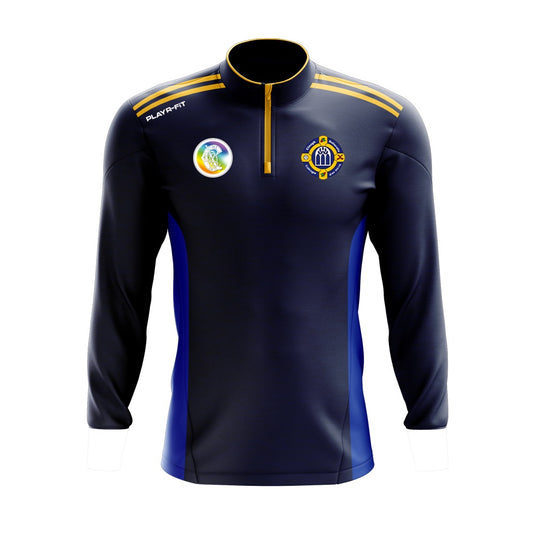 Clough Ballacolla Camogie Midlayer (1/4 Zip) Endure (Navy/Blue/YellowGold) - Kids
