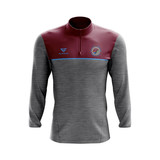 Ballycastle Integrated Primary School Students Midlayer (1/4 Zip) Spirit (Grey/Maroon/Sky) - Adults