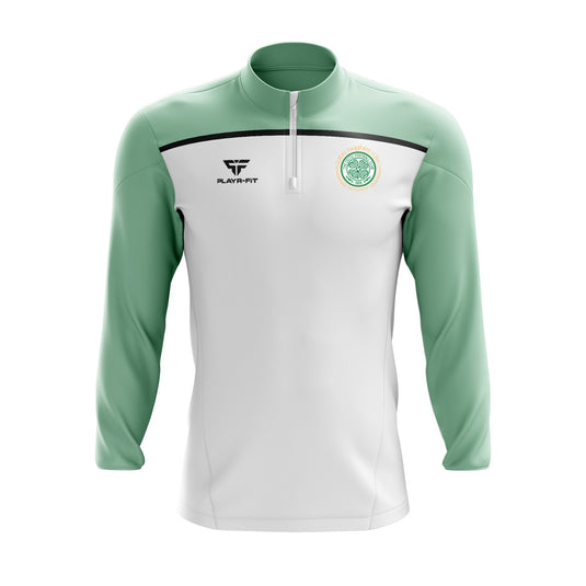 John Hughes Celtic Supporters Club Midlayer (1/4 Zip) Spirit (White/Green) - Adults