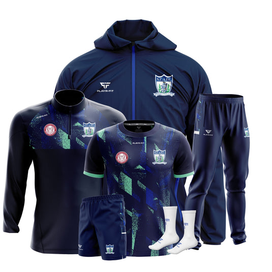 Newry City AFC Scholar Pack (1/4 Zip Midlayer, Pro Rain Jacket, Skinny Pants, Jersey 1, Jersey 2, Leisure Shorts 1,  Leisure Shorts 2, Mid Socks 1, Mid Socks 2) - Adults
