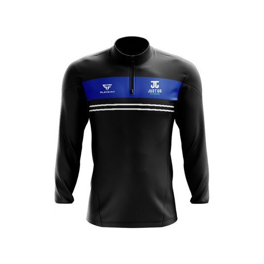 Just Go Fitness Midlayer (1/4 Zip) Optimum Black/Blue - Kids