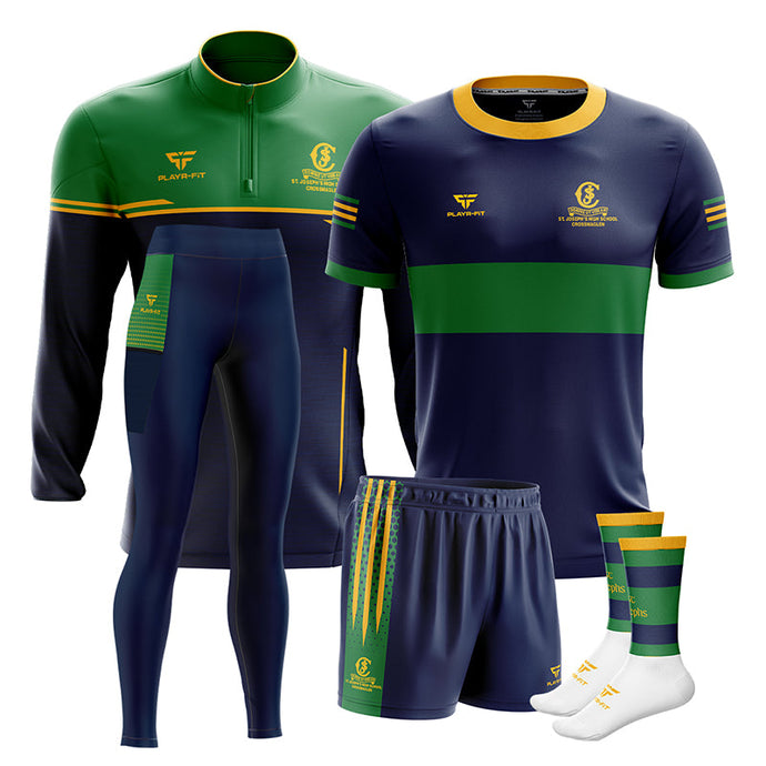 St Josephs HS Crossmaglen Students PE Pack 2 (Midlayer, Jersey, High Waist Leggings, Shorts, Mid Socks) - Adults